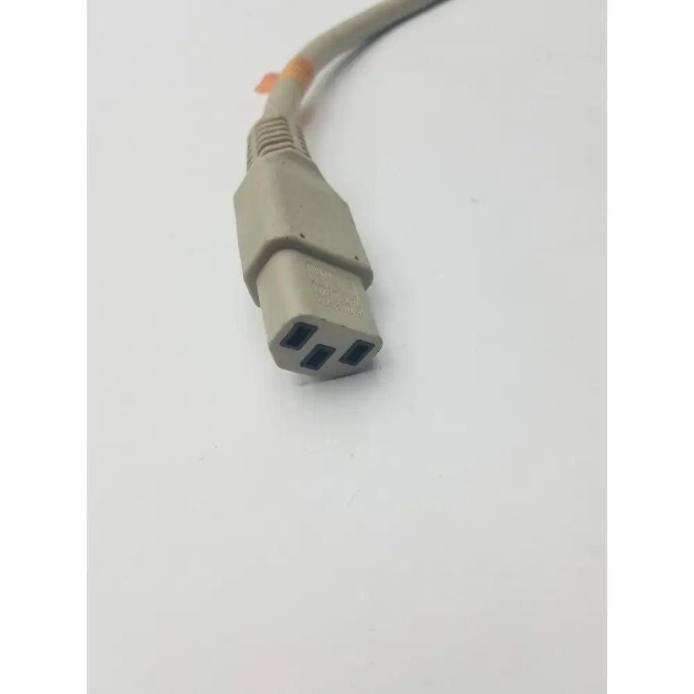 Gray 3-pin female cable with ribbed connector housing and three-pronged plug for adapter connection