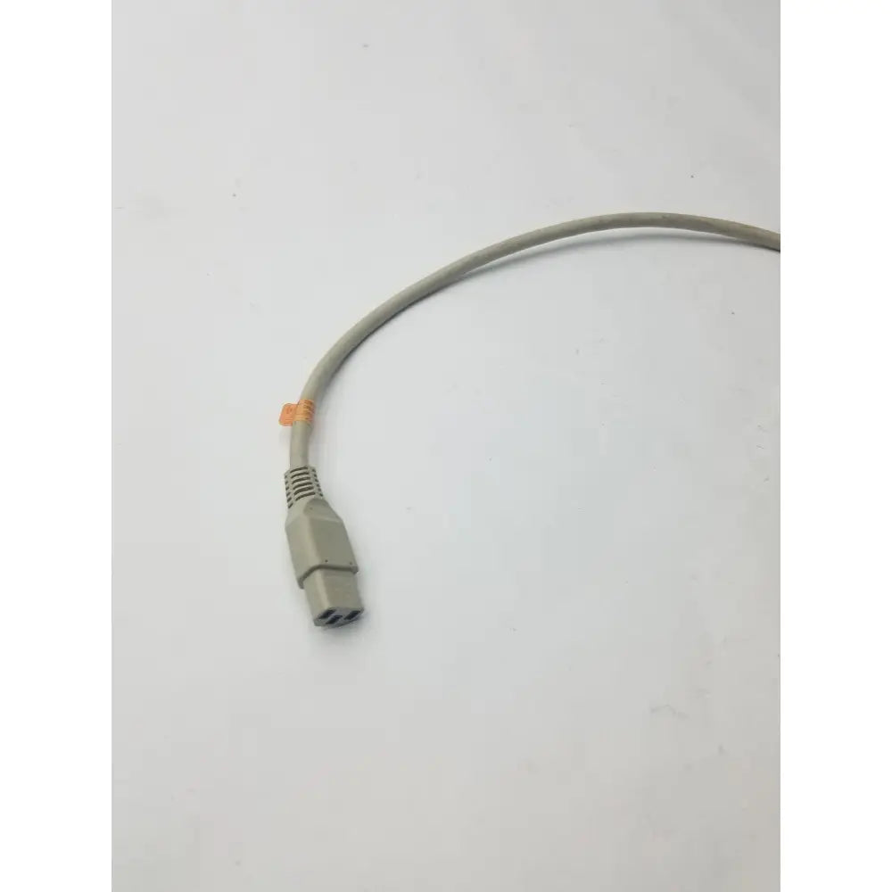 Gray 3-pin female cable with three-pronged plug and orange tie near connector for adapter connection