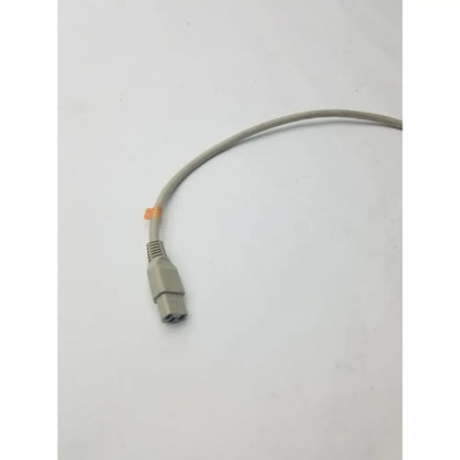 Gray 3-pin female cable with three-pronged plug and orange tie near connector for adapter connection