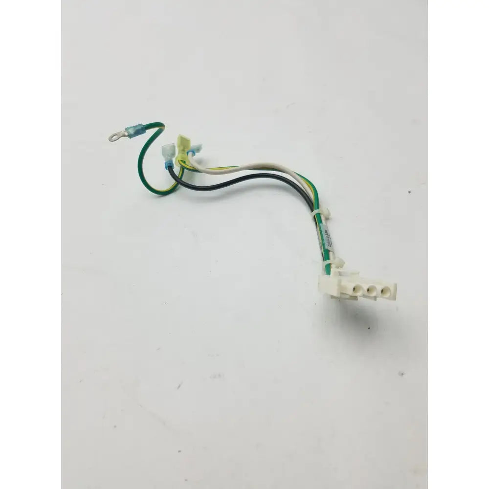 Multi-colored 3 pin female connector with green black and white insulated wires connected to beige plastic housing