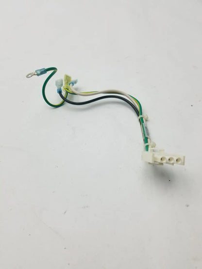 Multi-colored 3 pin female connector with green black and white insulated wires connected to beige plastic housing