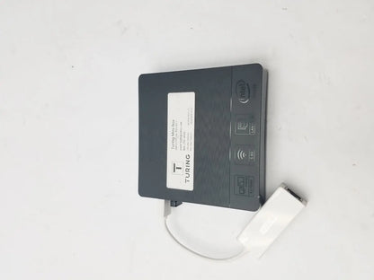 Black turing 4g lte mobile hotspot with white usb cable attached featuring 3 pin female connector cable connection