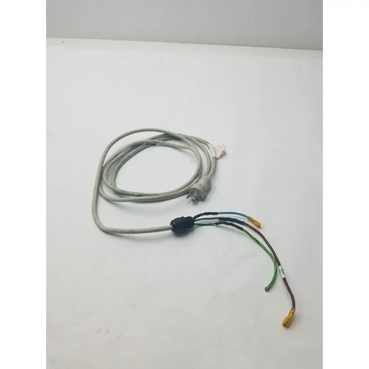 Gray 3 prong power cable with multiple colored wires and black wire connector harness for electrical connections