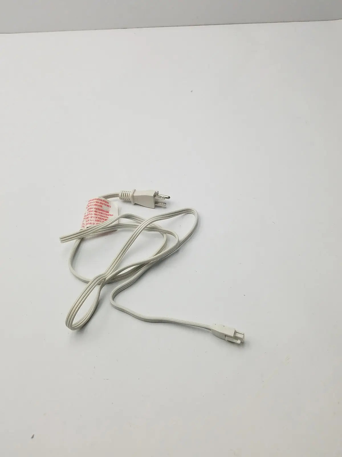 White power extension cord with two-prong plug and rectangular connector for 3 prong to 3 pin female connection