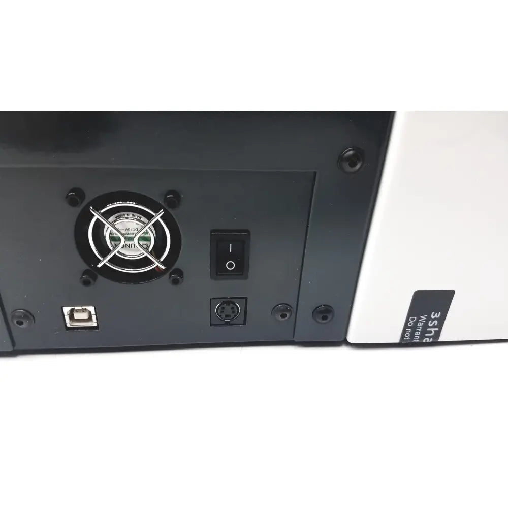 Black and white a1146001b calibration kit back with circular fan power switch usb port and ac power input for 3 shape legato 2 office scanner