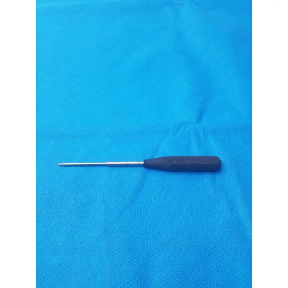 A sleek dark brown wooden-handled hex screwdriver stainless steel surgical instrument with a polished shaft