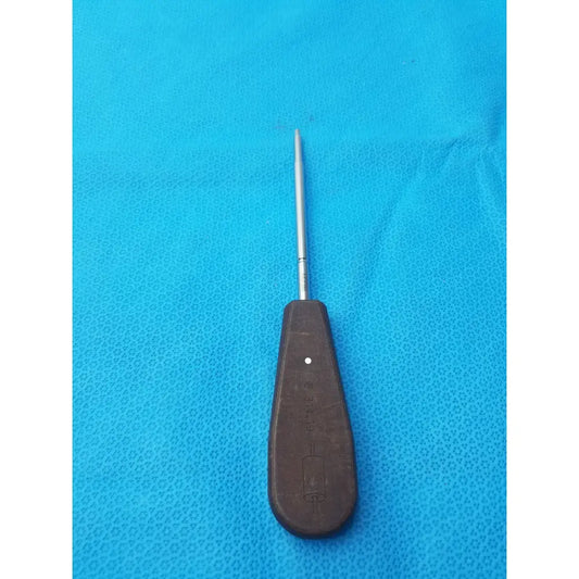 Brown ergonomic handle hex screwdriver stainless steel surgical instrument with slender metallic shaft