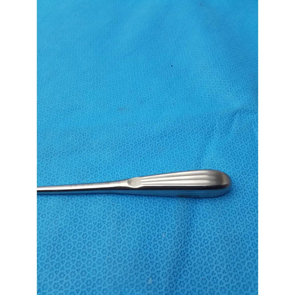 Silver spratt bone curette stainless with ribbed handle and slender polished shaft for surgical orthopedic use
