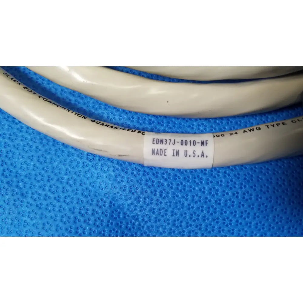 White coiled 37 male pin to 37 female pin connector data cable by black box corporation made in usa