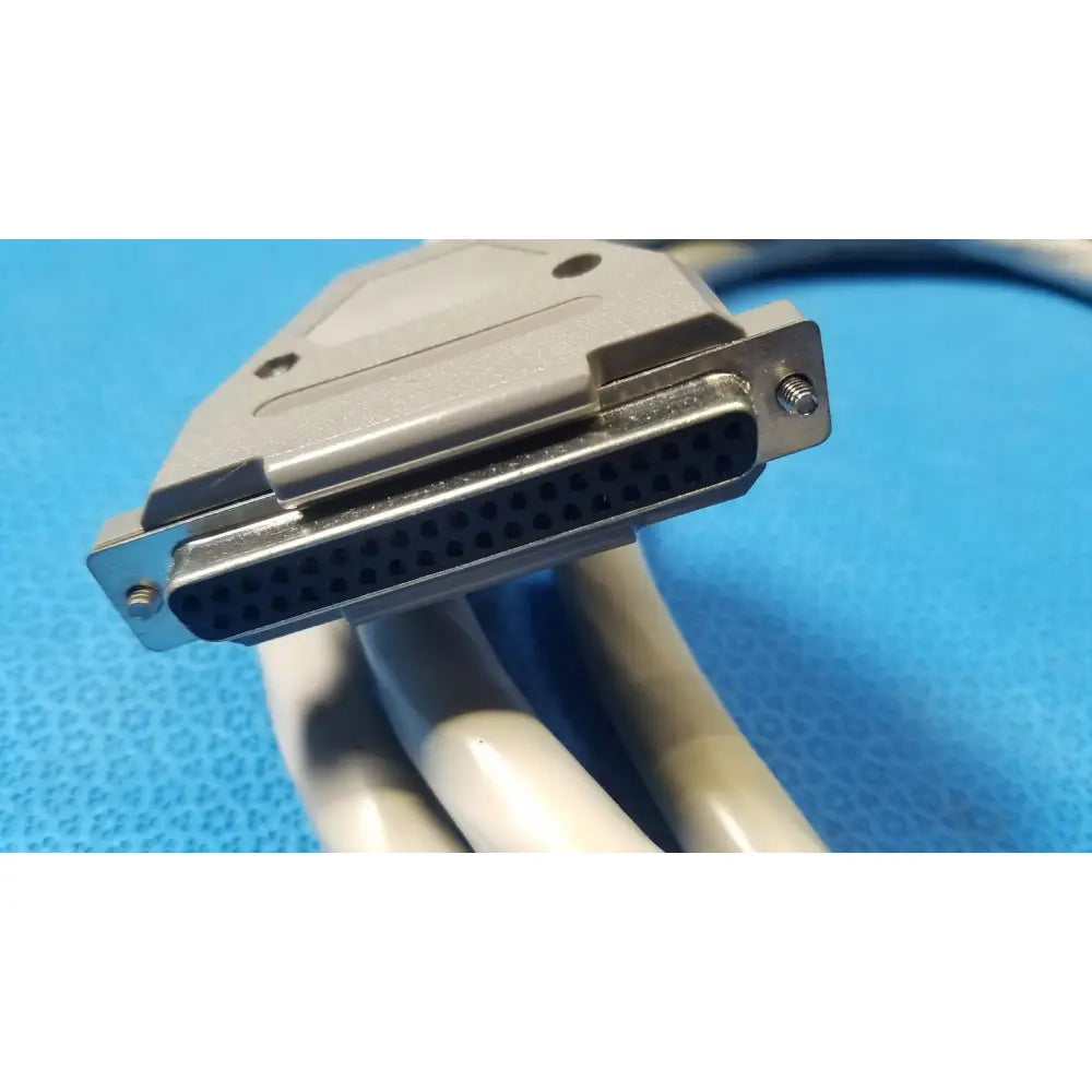 Gray 25-pin d-sub female pin connector with metallic contacts and plastic housing for connector data cable use