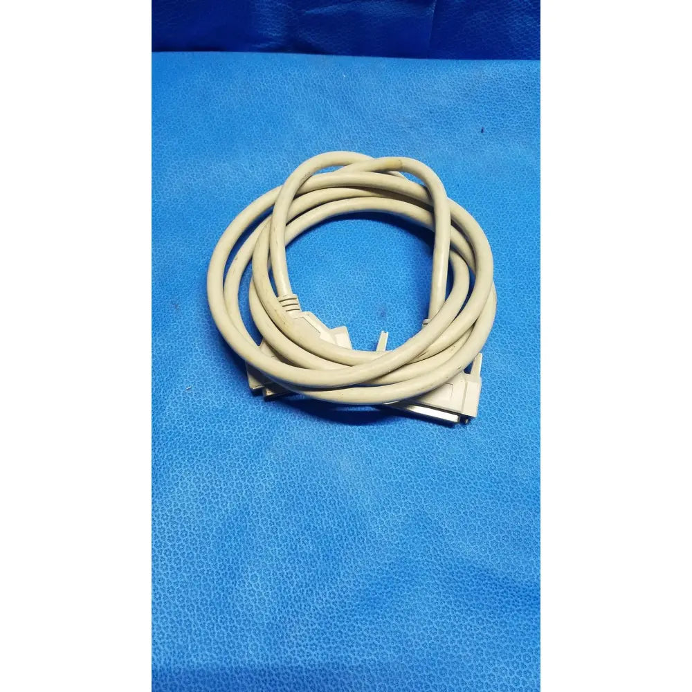 Coiled beige 37 pin male to female connector cable with rectangular connectors female connector cable lot of 3