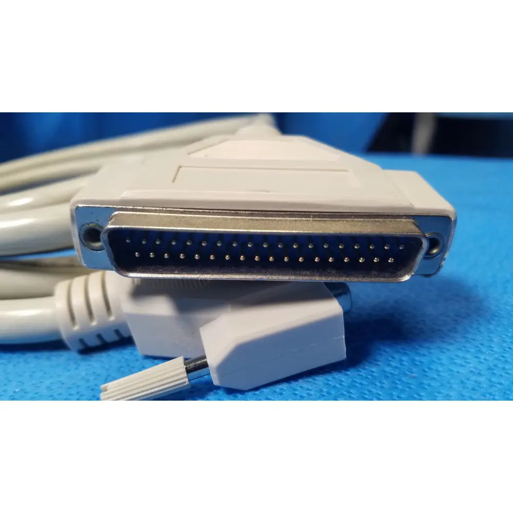 White plastic 37 pin male to female connector cable with metallic contacts and ribbed design in a lot of 3 units