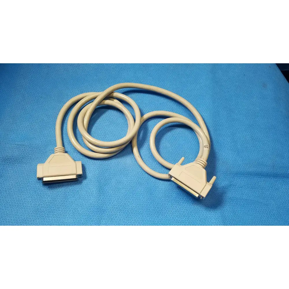 Beige coiled 37 pin male to male and female connector cable lot of 3 with plastic female connector cable ends