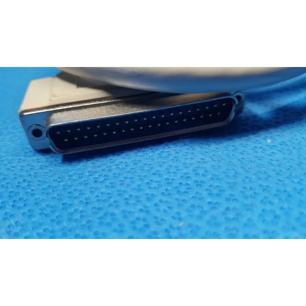 Silver-colored d-sub 25-pin male connector with black plastic housing attached to white female connector cable lot of 3