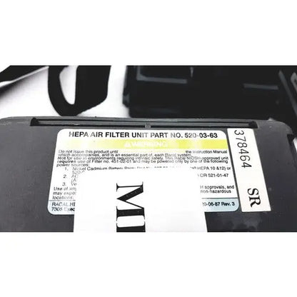 Black plastic 3m 520-03-63 air-mate hepa filter unit with white label and barcode filter unit battery