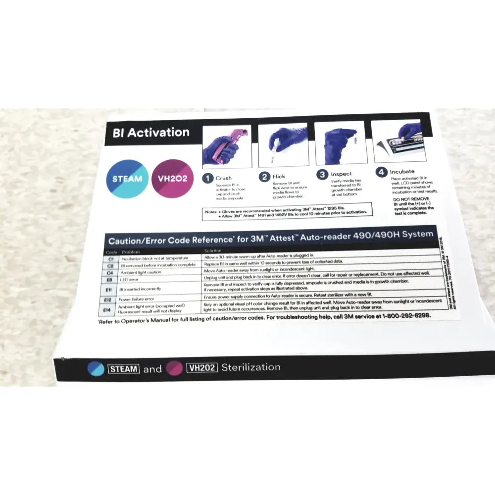 Instruction manual for 3m attest auto-reader 490h incubator with black text and blue purple icons on white background