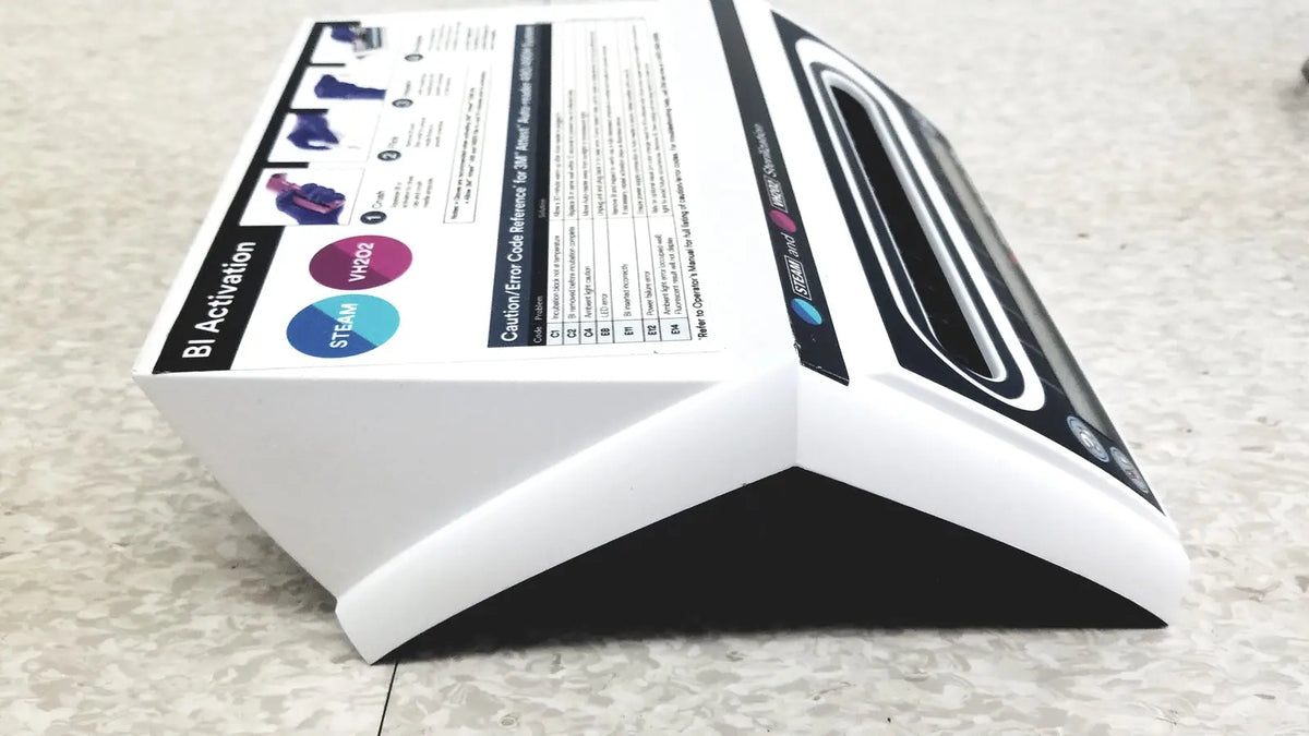 White and black plastic 3m attest auto-reader 490h incubator with sleek angular design and bi activation steam icons