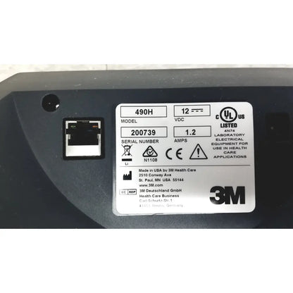 Black 3m attest auto-reader 490h vh202 sterilization incubator with white label showing specifications and certifications