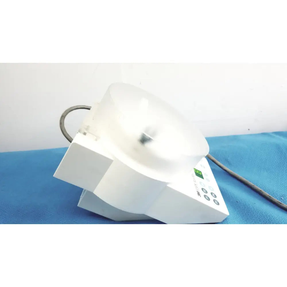 White lab-grade espe rotomix capsule mixing unit 120v with transparent cylindrical chamber and green power indicator lights