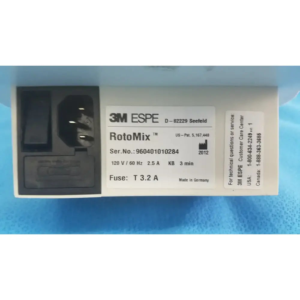 3M ESPE ROTOMIX Capsule Mixing unit 120V / 60 Hz D-82229 Ser. No 960401010284 Capsule Mixing Unit, second-hand product photo 9