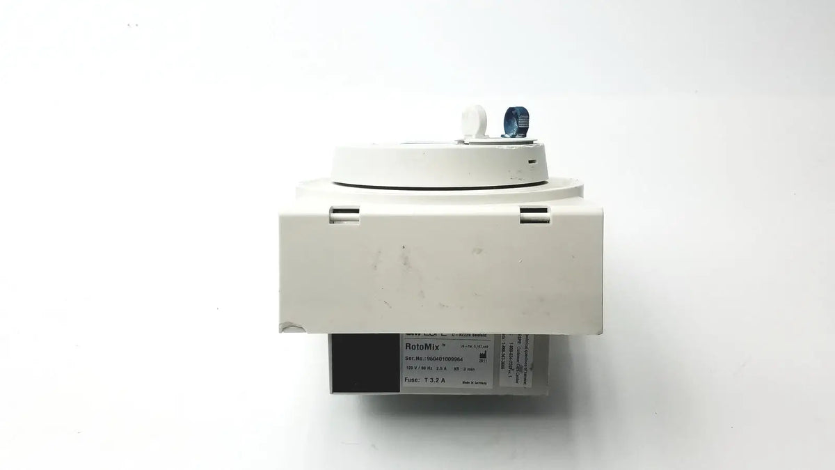 White plastic 3M ESPE RotoMix laboratory mixer with blue and white control knob for reuse medical applications
