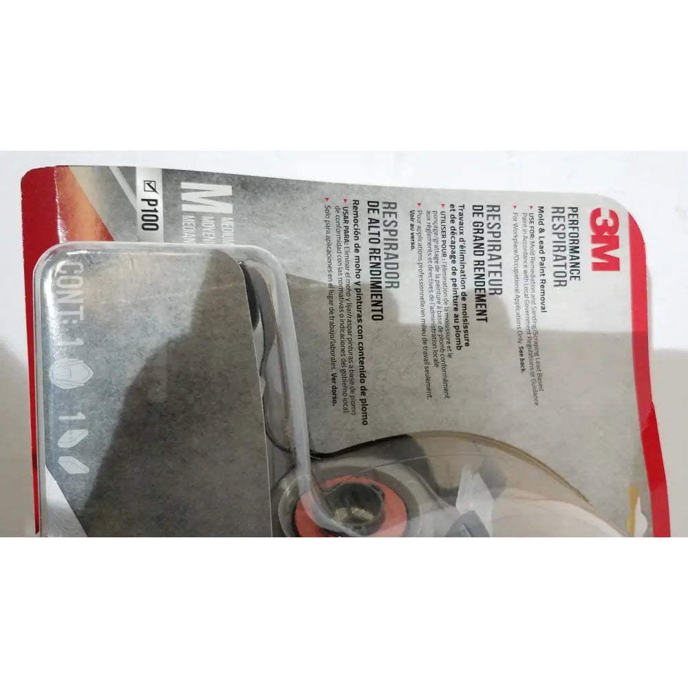 3m half face reusable respirator mask medium valved in clear plastic packaging with red and gray branding