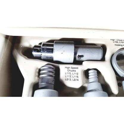 Silver metallic high-speed drill chuck with threaded collar and engraved markings for 3m driver ii autoclave tray air