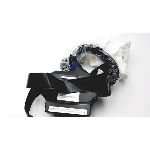 Black vr headset with adjustable straps and blue-accented controller in clear packaging for papr versaflo blower mx2169225