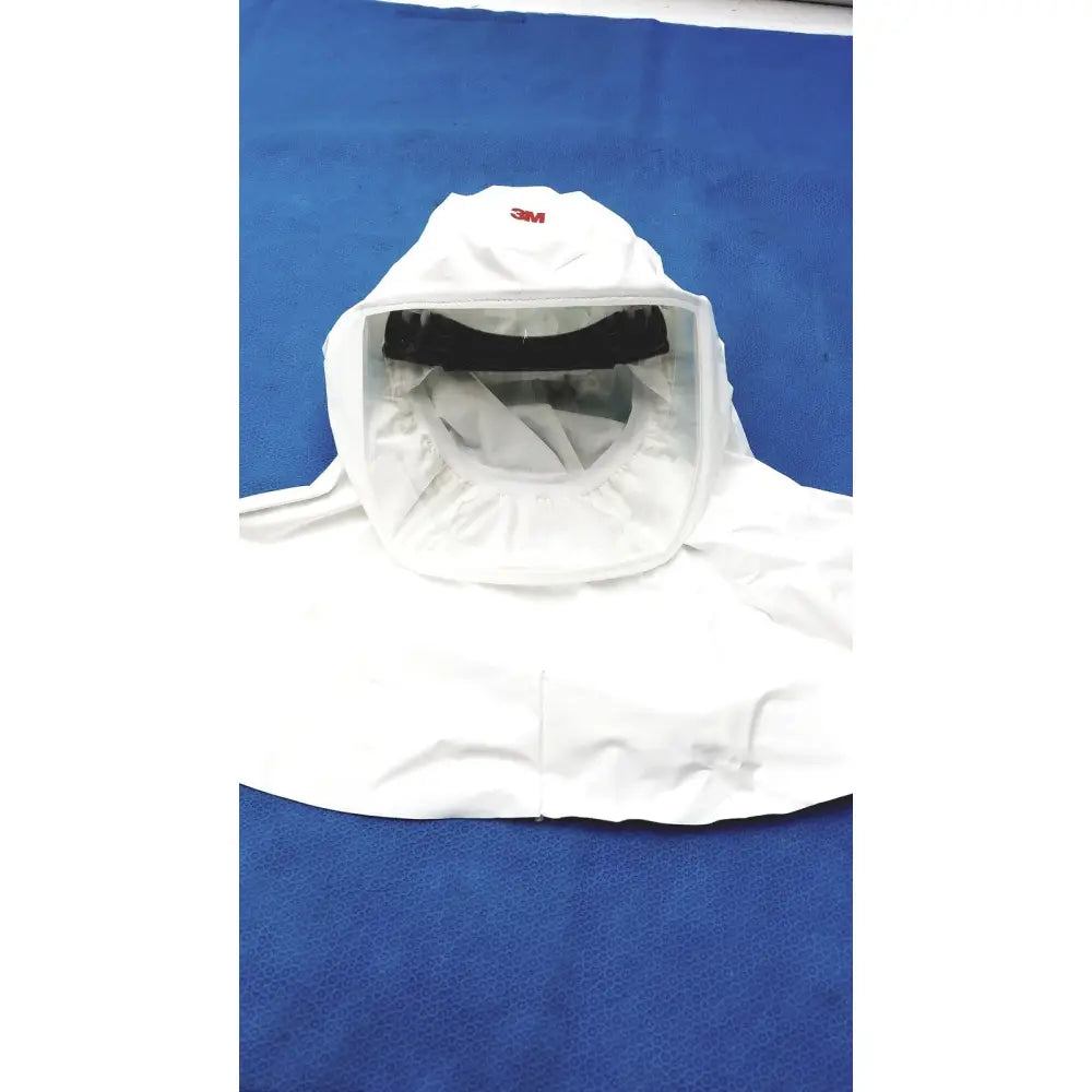 White 3m s-533s high durability hood with clear face shield and black headband for protective use