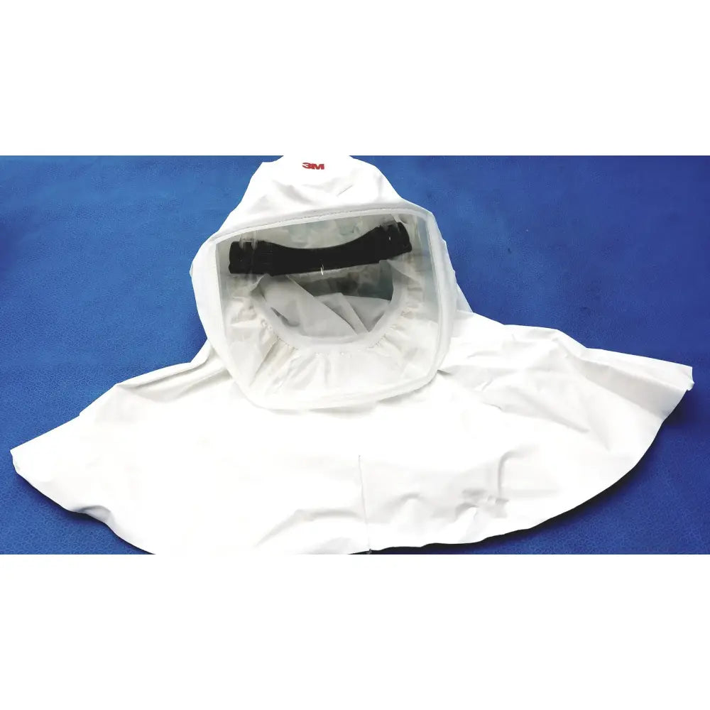 White 3m s-533s high durability hood with transparent face shield and black headband for protective use