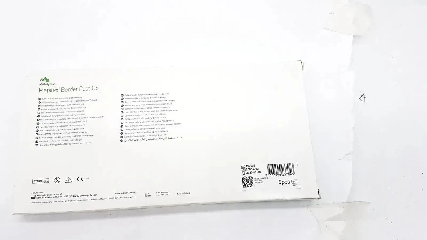 Mepliex 5 Pcs Mepliex Border Post-Op 4 x 12 inches Ref: 496605 Wound Dressing, new product photo 5