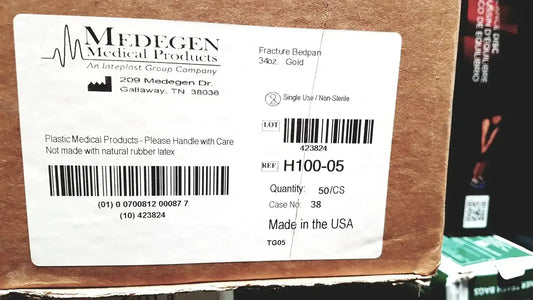 Medegen 50/CS Medegen Fracture Bedpan 12" Plastic Gold 1.1 Quart 1040ml H100-05 Bedpan, second-hand product photo 1