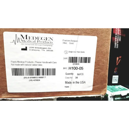 Medegen 50/CS Medegen Fracture Bedpan 12" Plastic Gold 1.1 Quart 1040ml H100-05 Bedpan, second-hand product photo 1