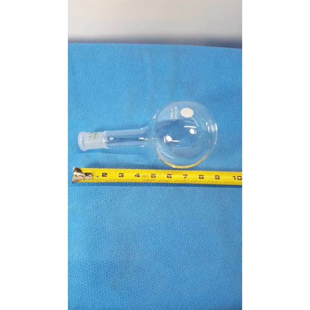 PYREX 500ml Corning PYREX Flat Bottom Boiling Flask – Single Neck 24/40 Boiling Flask, second-hand product photo 4