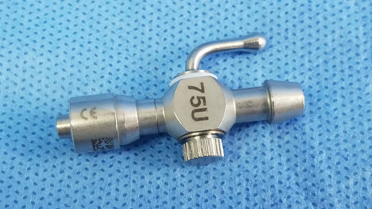 Silver surgical 75u universal stopcock with knurled adjustment knob for fluid management in OBGYN and urology procedures