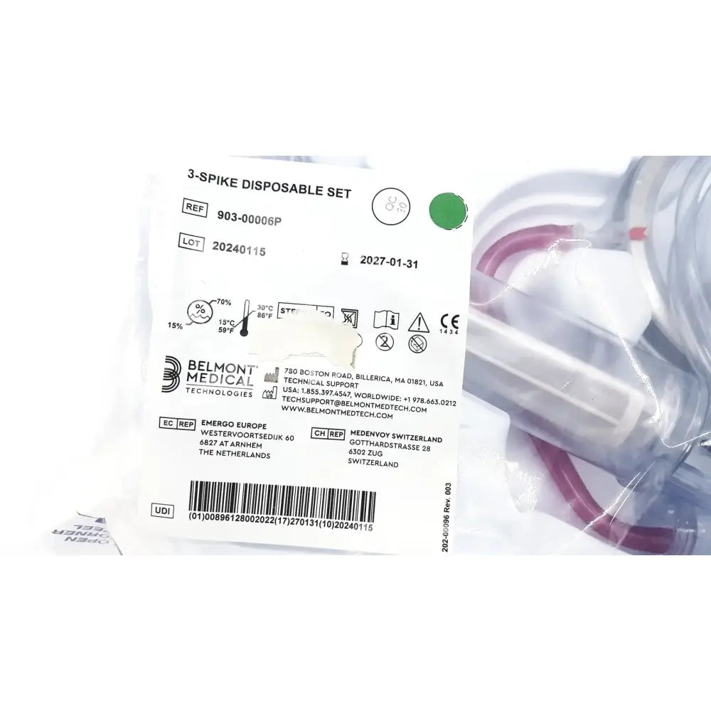 Belmont 903-00006P: Belmont 3-Spike Disposable Set Disposable Set, new product photo 2