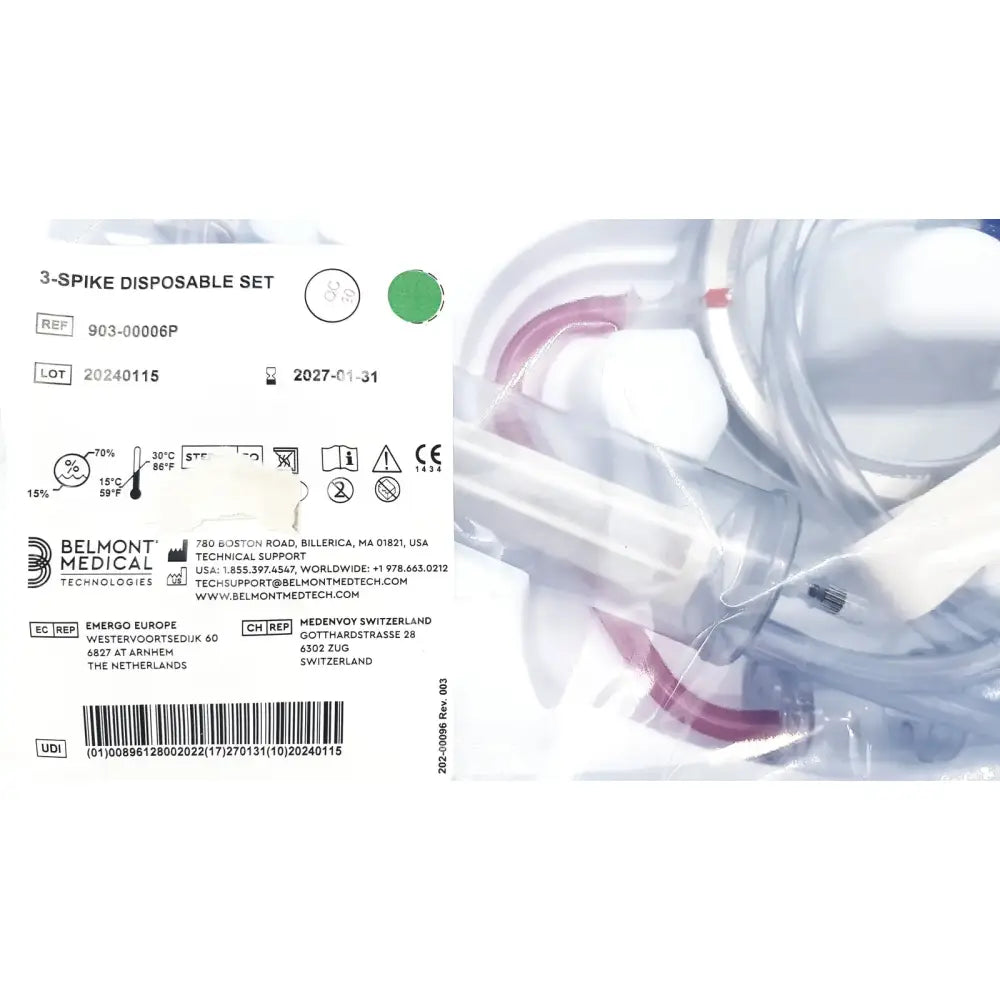 Belmont 903-00006P: Belmont 3-Spike Disposable Set Disposable Set, new product photo 5