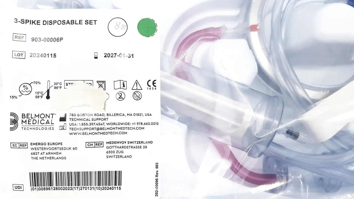 Belmont 903-00006P: Belmont 3-Spike Disposable Set Disposable Set, new product photo 5