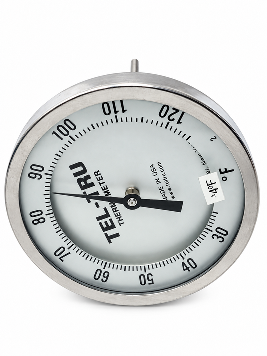 Tel-Tru Stainless Steel Analog Bimetal Thermometer 30-120°F