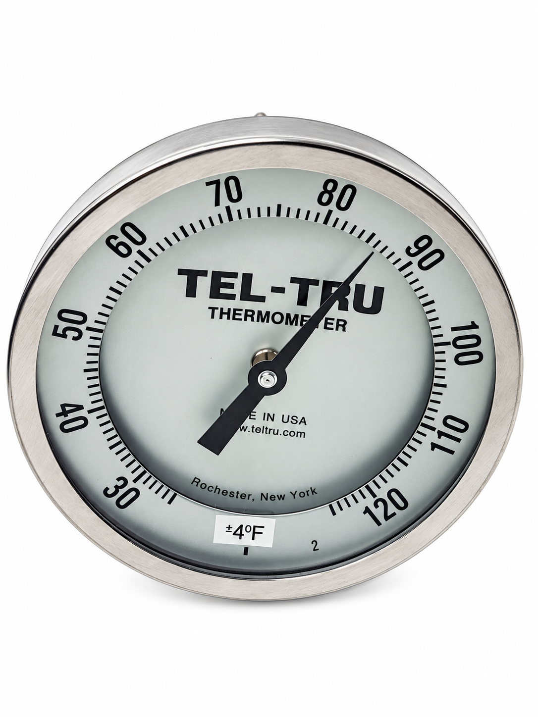 Tel-Tru Stainless Steel Analog Bimetal Thermometer 30-120°F