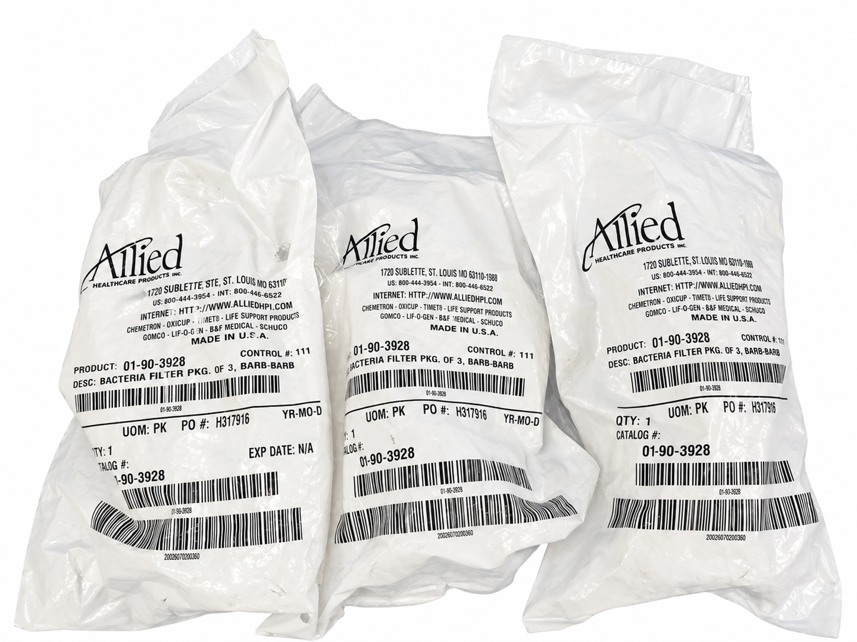Lot of 3 Allied HealthCare 01-90-3928 Hydrophobic Bacteria Filters