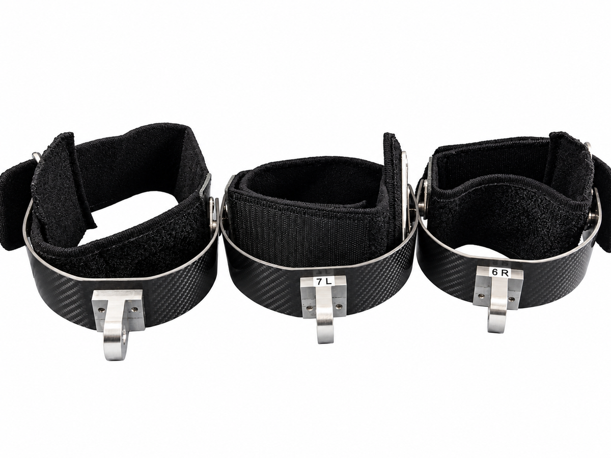 Lot of 3 Carbon Fiber Surgical Positioning Cuffs With Clevis Mounts 6R 7L 6L