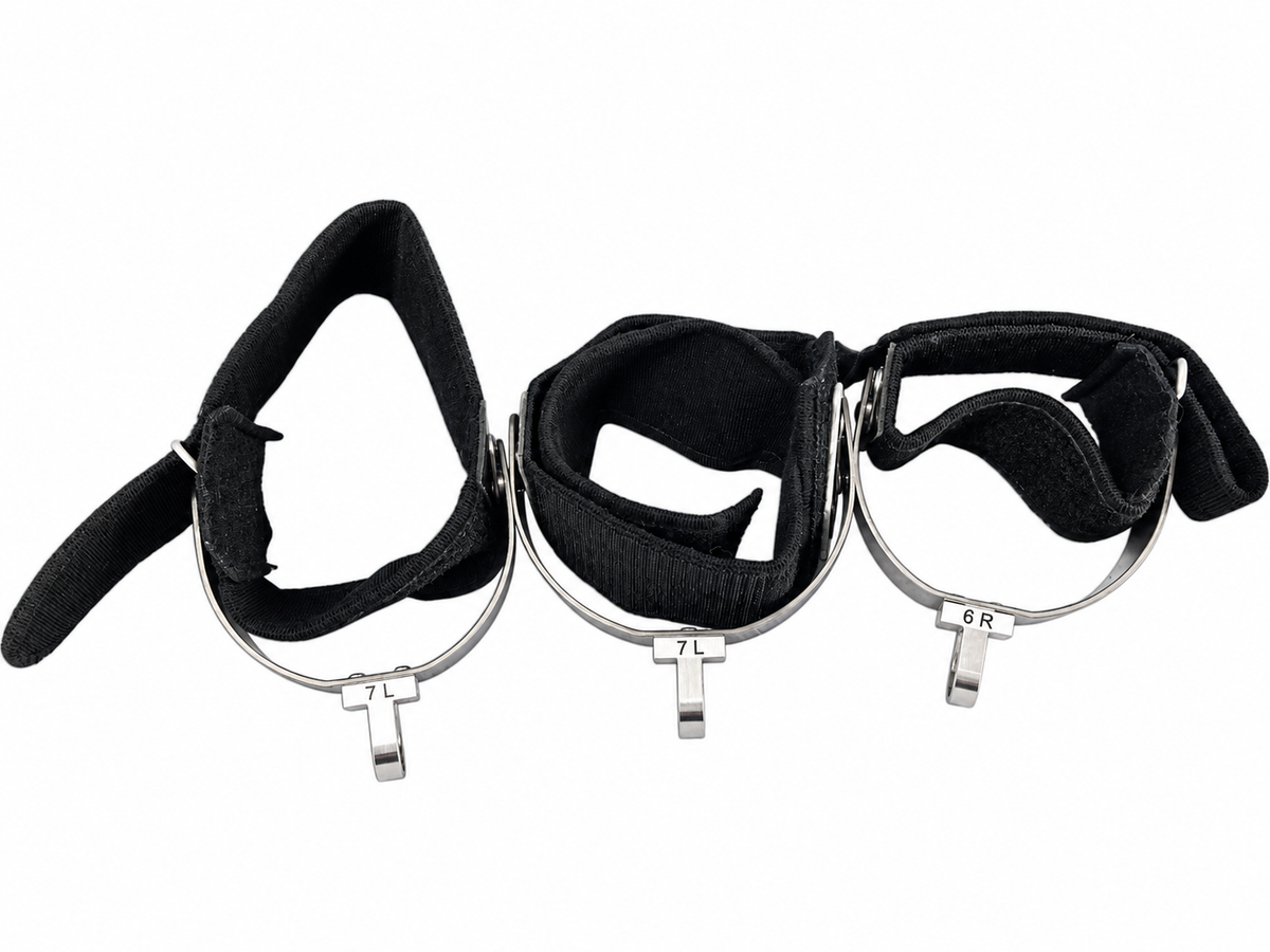 Lot of 3 Carbon Fiber Surgical Positioning Cuffs With Clevis Mounts 6R 7L 6L
