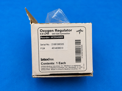 Medline HCS5408M Medical Oxygen Regulator 0-8 LPM CGA 540 Tank Connection
