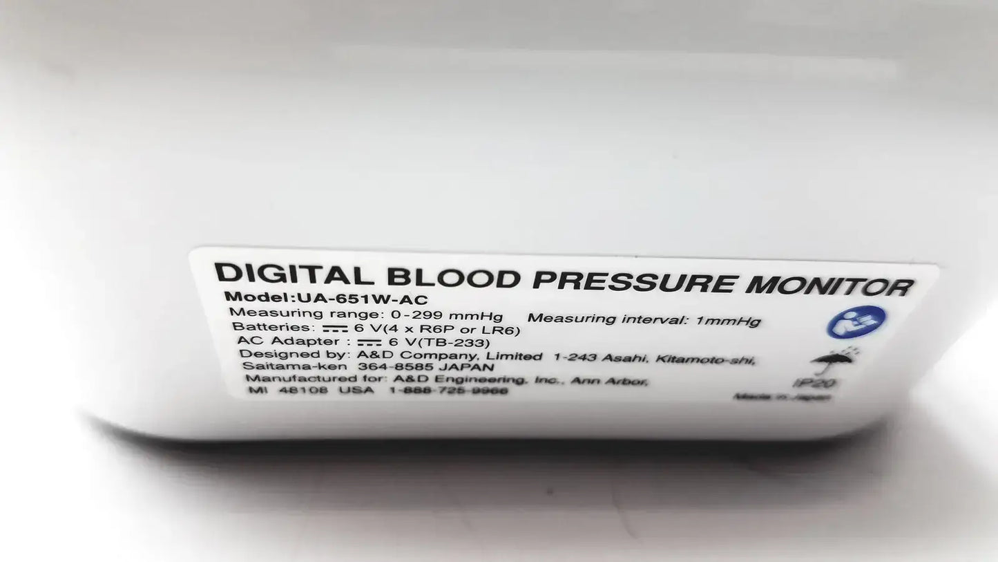 A&D Medical Life Source UA-651W-AC Deluxe Blood Pressure Monitor Full Kit Blood Pressure Monitor, second-hand product photo 6