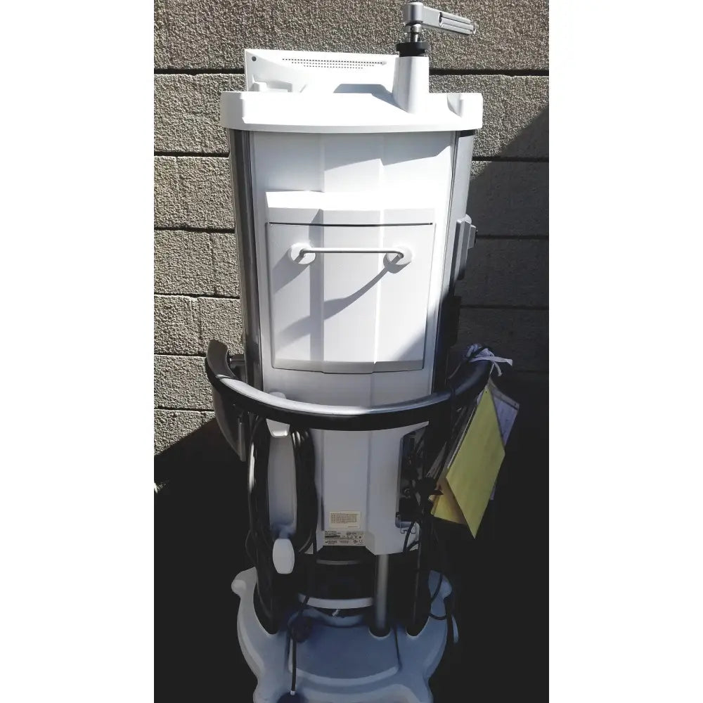 White medical-grade cart with sturdy handle and integrated storage for abbott whitestar signature phacoemulsification system