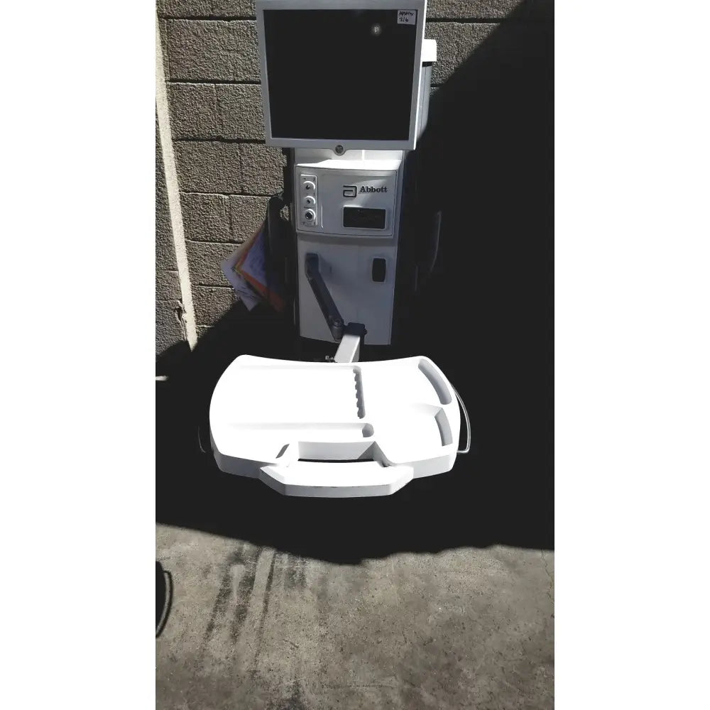 White abbott whitestar signature phacoemulsification system with adjustable tray and monitor for medical imaging use