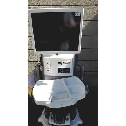 White abbott whitestar signature phacoemulsification system with monitor and tray for advanced eye exams