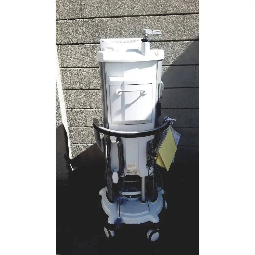 Abbott whitestar signature medical cart with monitor wheels and attached equipment for phacoemulsification use