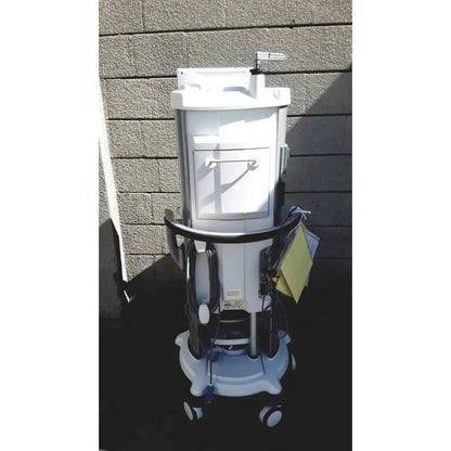 Abbott whitestar signature medical cart with monitor wheels and attached equipment for phacoemulsification use
